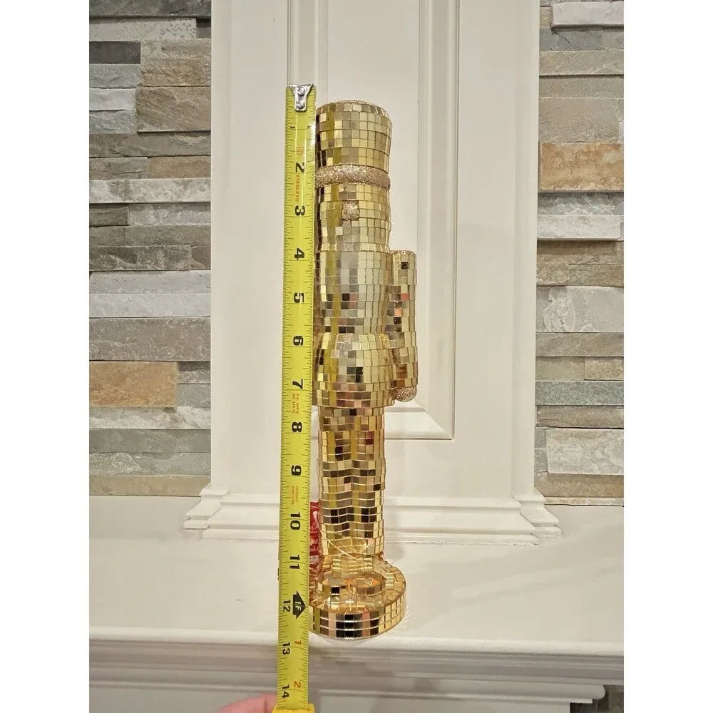 Ashland Mirror Disco Ball Nutcracker Gold Glass Christmas Decor 12in
